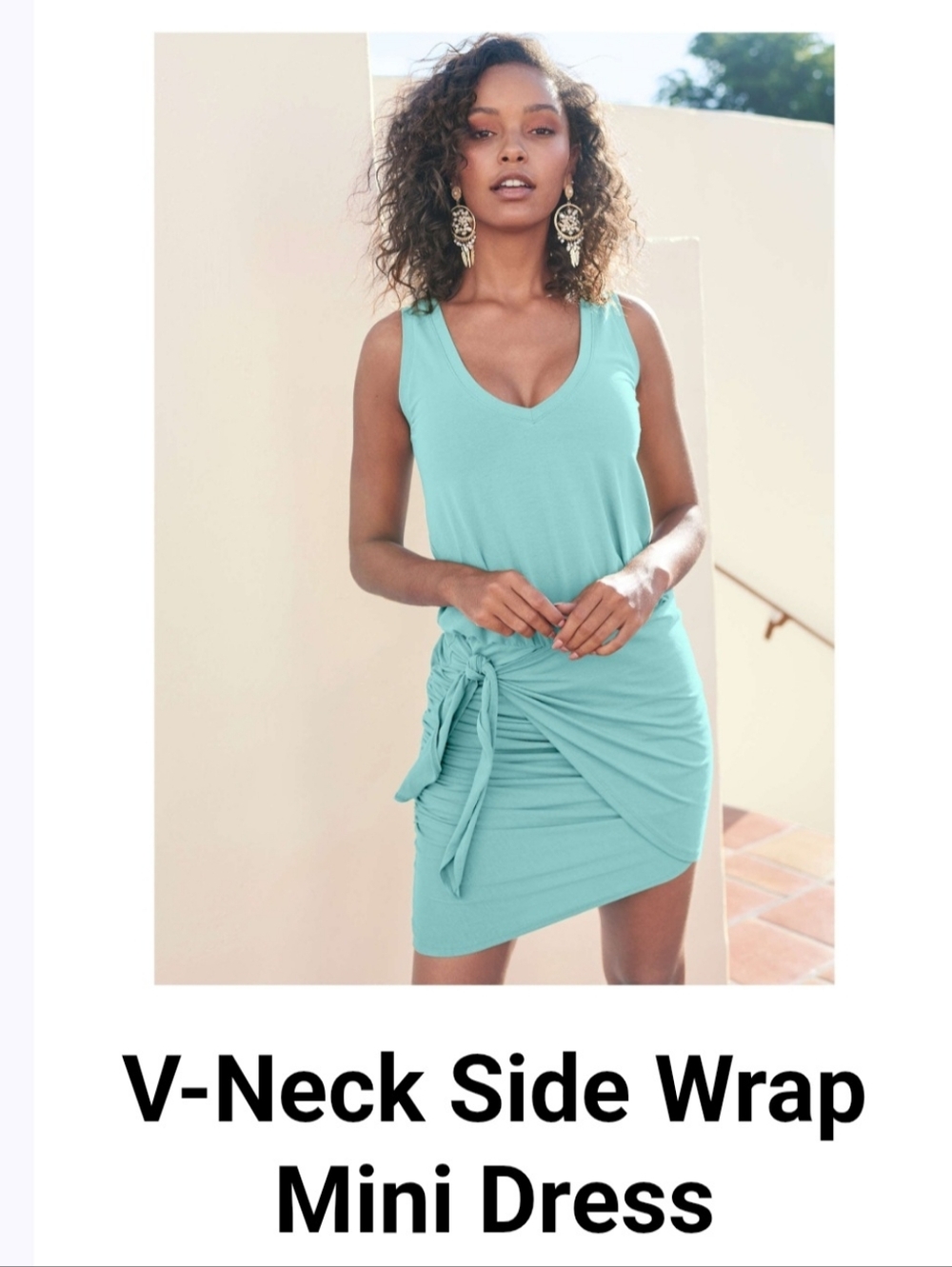 NEW VENUS Light Aqua V-Neck Wrap-Style Dress